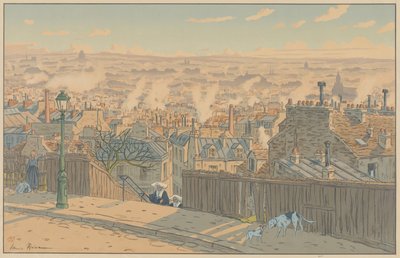 パリの風景: モンマルトルから見たパリ 作： Henri Rivière