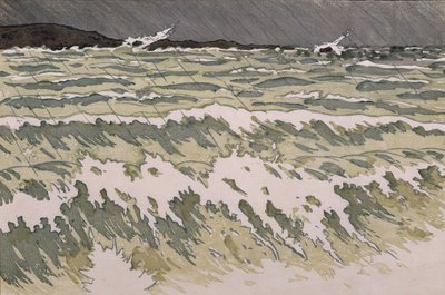 海の雨（紙に水彩） 作： Henri Rivière