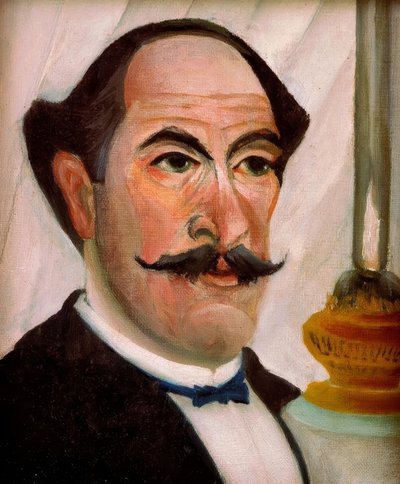 ランプを持つアーティスト自身の肖像 作： Henri Rousseau