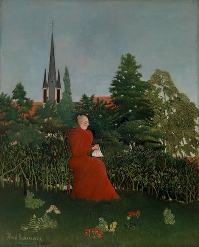 風景の中の女性の肖像 作： Henri Rousseau