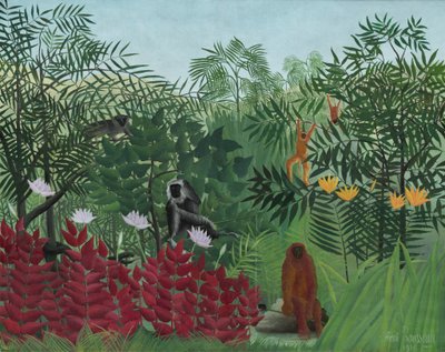 サルと熱帯林 作： Henri Rousseau