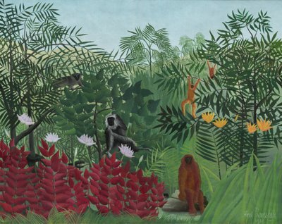 サルのいる熱帯林、1910年。 作： Henri Rousseau