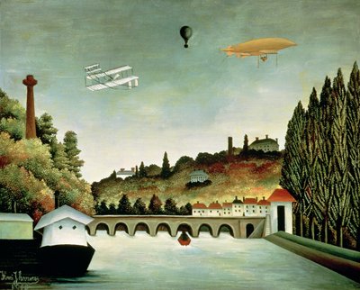 セーヴルの橋とクラマート、セントクラウド、ベルビューの丘の眺め、1908年 作： Henri Rousseau