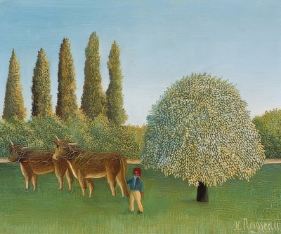 牧草地（牧草地）。 1910 作： Henri Rousseau