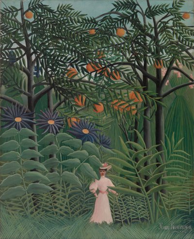 エキゾチックな森を歩く女性 作： Henri Rousseau
