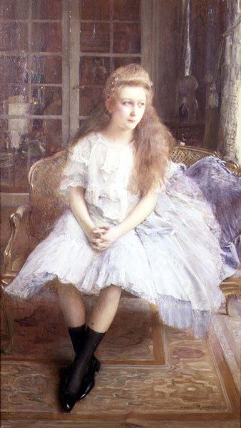 若い女の子の肖像画 作： Henri Royer