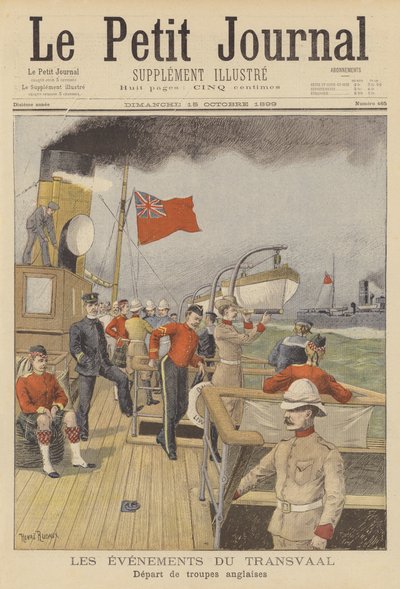 南アフリカの船に乗り込むイギリス軍 作： Henri Rudaux