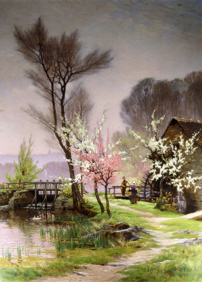 水車小屋で、春 作： Henri Saintain
