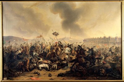 1097年にニカイアの街を包囲している十字軍に対してスルタン・キリジ・アルスラーンが犯した戦い。絵画 作： Henri Serrur