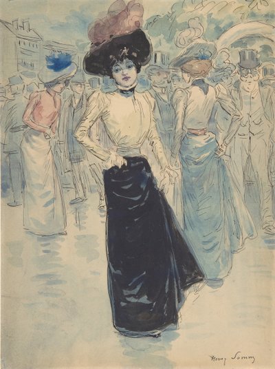 パリジェンヌには混雑した通りがあります。 1880～1907年。 作： Henri Somm