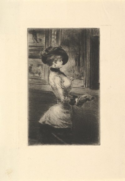 画像ギャラリーでプロフィールの 4 分の 3 の長さの女性。 作： Henri Somm