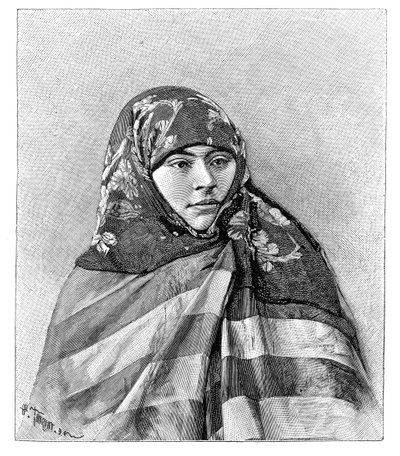 1895年、トルコのブルッサの女性。 作： Henri Thiriat