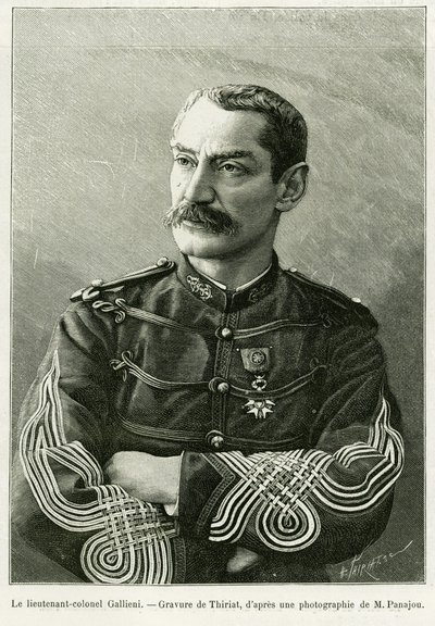 ジョセフ・ガリエニ中佐（1849-1916）。フランス領スーダンでの2つの作戦を説明するためのThiriatによる版画。 作： Henri Thiriat