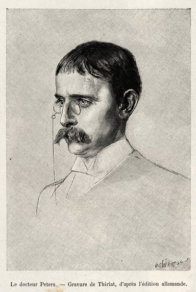 カール・ペータース博士（1856-1918）ドイツの探検家の肖像。ペータース博士（1856-1918）の物語 "Au secours d