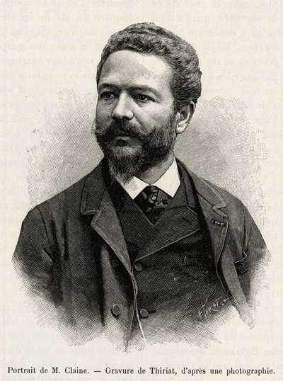 探検家・外交官であり、この物語の著者であるジュール・クレーヌ（1856-1939）の肖像。ジュール・クレーヌ（1856-1939）の物語「マレーシアの一年」を説明するためのティリアットによるエングレーヴィング。 作： Henri Thiriat