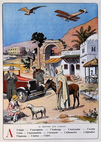 「Mon Alphabet en Images」の文字「A」、1920〜30年頃（カラーリソ） 作： Henri Thiriet
