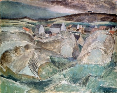 岩の間の村、c1910。 作： Henri Victor Gabriel Le Fauconnier