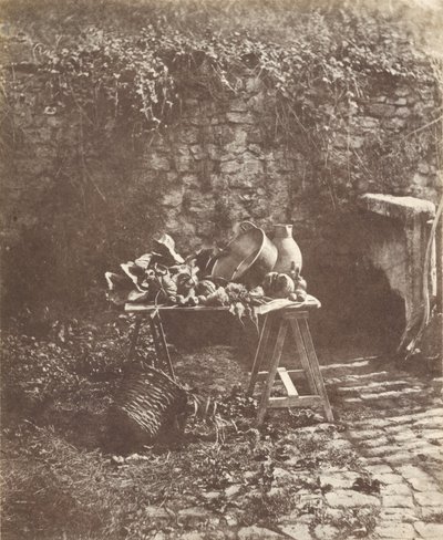 静物-架台の大釜、水差し、野菜 作： Henri Victor Regnault