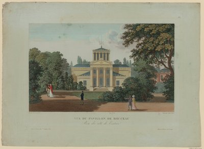 1816年にニヨンジューンによって彫刻された入り口からのパビヨンドモンソーの眺め 作： Henri after Courvoisier Voisin