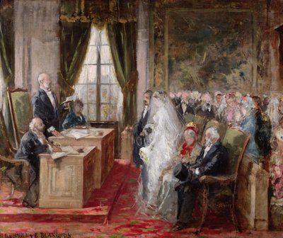 19区の市庁舎における市民結婚の研究、1881 作： Henri Gervex