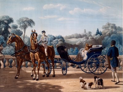 馬と馬車、前半C19th 作： Henri dAinecy Montpezat