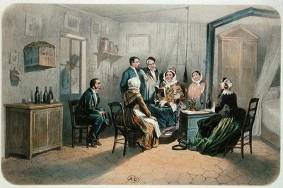 コンシェルジュとの読書 19世紀後半（カラーリトグラフ） 作： Henri de (after) Montaut