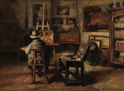 画家の父、フェルディナンド・デ・ブレーケリーア 1 世のアトリエ 作： Henri de Braekeleer