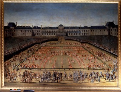 王太子の誕生を祝うために、パリのクール デ チュイルリーでルイ 14 世が贈ったグランド カルーセル (1661 年 1 月 11 日)、6 月 5 日 作： Henri de Gissey