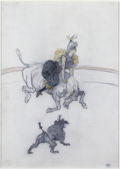 サーカスで：敬礼（Au Circque：Le Salut）1899（紙に鉛筆、チョーク、色付きクレヨン） 作： Henri de Toulouse Lautrec