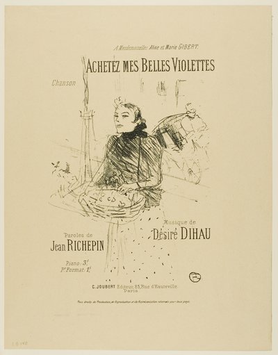 Desiré Dihau の Melodies から、My Pretty Violets を購入する 作： Henri de Toulouse-Lautrec