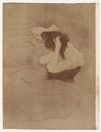 Elles: 髪をとかす女性 作： Henri de Toulouse-Lautrec