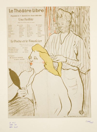 美容師、テアトル・リーブルのプログラム 作： Henri de Toulouse-Lautrec