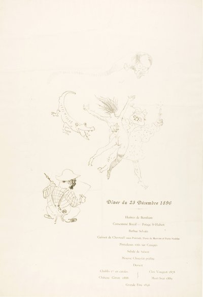 ル・クロコダイル、メニュー 作： Henri de Toulouse-Lautrec