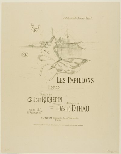 蝶々、デジレ・ディオーのメロディーより 作： Henri de Toulouse-Lautrec