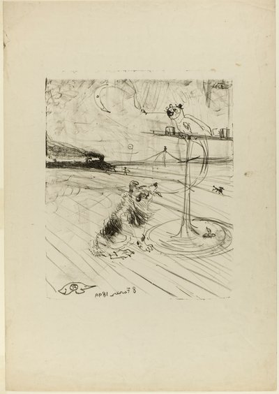 犬とオウム 作： Henri de Toulouse-Lautrec