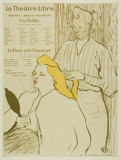 ヘアドレッサー、テアトル・リブレのプログラム 作： Henri de Toulouse-Lautrec