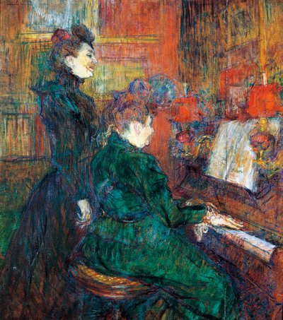 歌のレッスン」アンリ・ド・トゥールーズ・ロートレック作 油彩・厚紙 作： Henri de Toulouse Lautrec