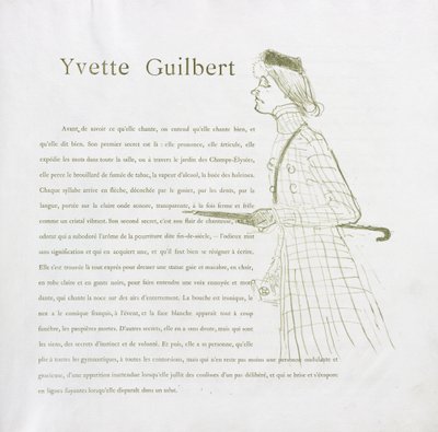 イヴェット・ギルベール＝フレンチ・シリーズ：No. 1 作： Henri de Toulouse-Lautrec