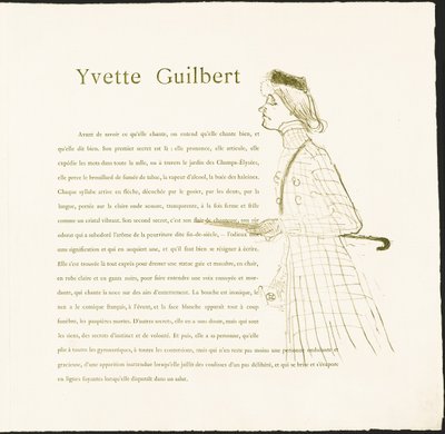 イヴェット・ギルベール 作： Henri de Toulouse-Lautrec