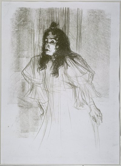 May Belfort (May Egan) の肖像、2 人の人物とピアノ ミス・メイ・ベルフォート（原題） 作： Henri de Toulouse Lautrec (signed by artist)
