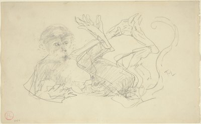 背中で遊ぶ猿 作： Henri de Toulouse Lautrec