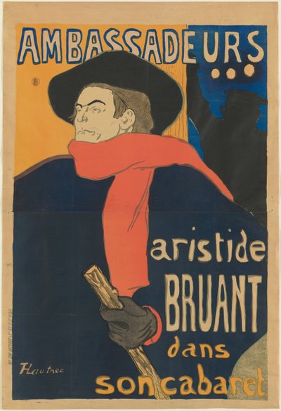アンバサダー: Aristide Bruant 作： Henri de Toulouse Lautrec