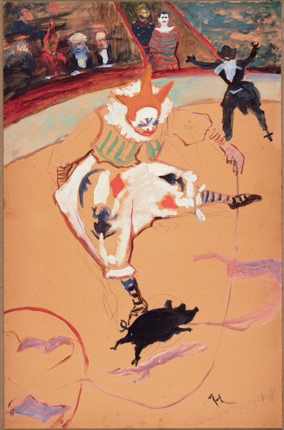 サーカスのフェルナンドで：子豚とメドラノ 作： Henri de Toulouse Lautrec