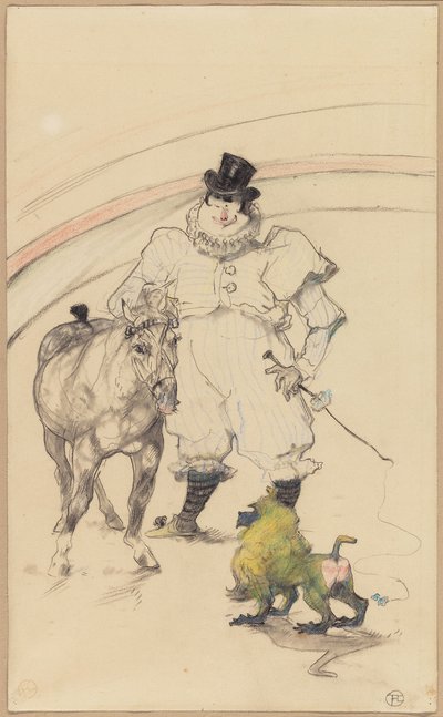 サーカスで: 訓練されたポニーとヒヒ 作： Henri de Toulouse Lautrec