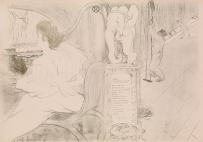 カーテン・オ・リドーにて、1895年、1895年。 作： Henri de Toulouse Lautrec