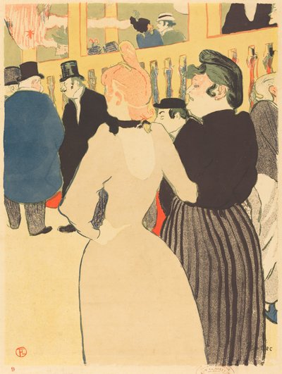 ムーラン・ルージュにて、ラ・グールと彼女の妹 オ・ムーラン・ルージュ、ラ・グールと彼女の妹、1892年。 作： Henri de Toulouse Lautrec
