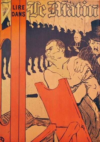 絞首台のふもと、「ルマタン」の広告、1893年（カラーリトグラフ） 作： Henri de Toulouse Lautrec