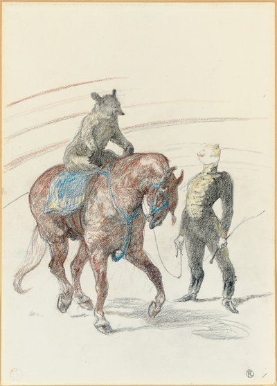 Au Cirque：パネルでのクマの作品、1899年 作： Henri de Toulouse Lautrec