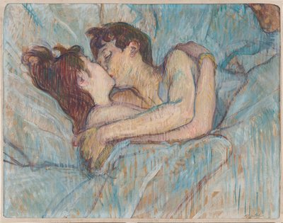ベッドで：キス、1892 作： Henri de Toulouse Lautrec