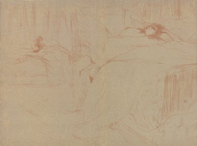 1896 年の Elles シリーズより、ベッドの上で倒れている。 作： Henri de Toulouse Lautrec